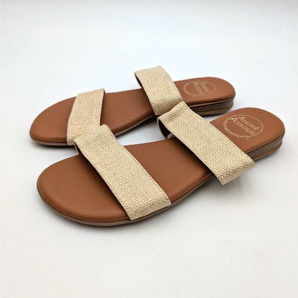 André Assous Nabila Featherweights Slide Sandal Women's Natural Size US6M EU36.5